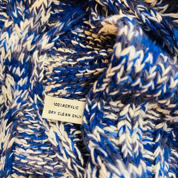 Levi's Chunky Blue White Gray Marled Knit Scarf Women's Winter Warm Long - Picture 6 of 7